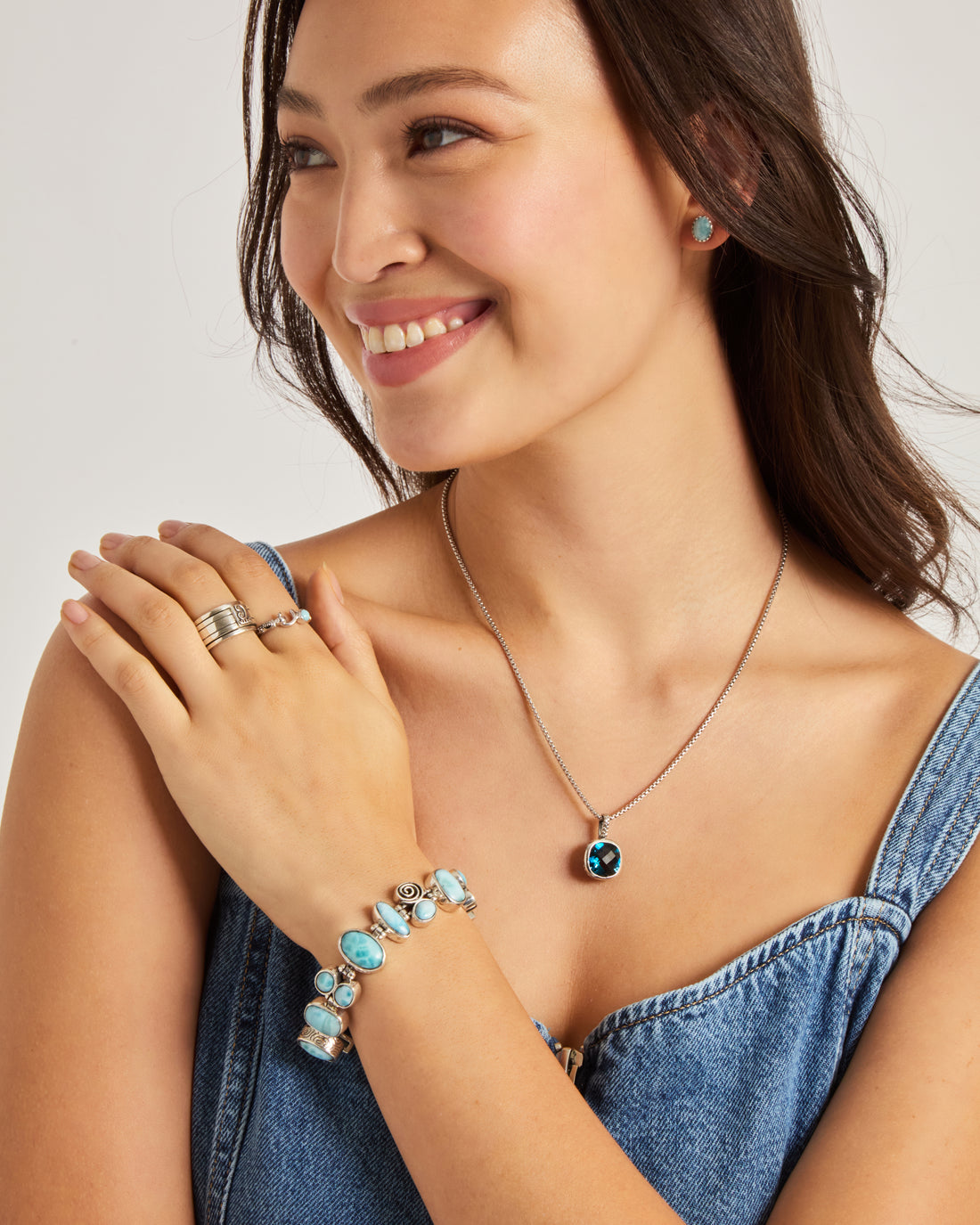Multi Larimar Stone Link Bracelet