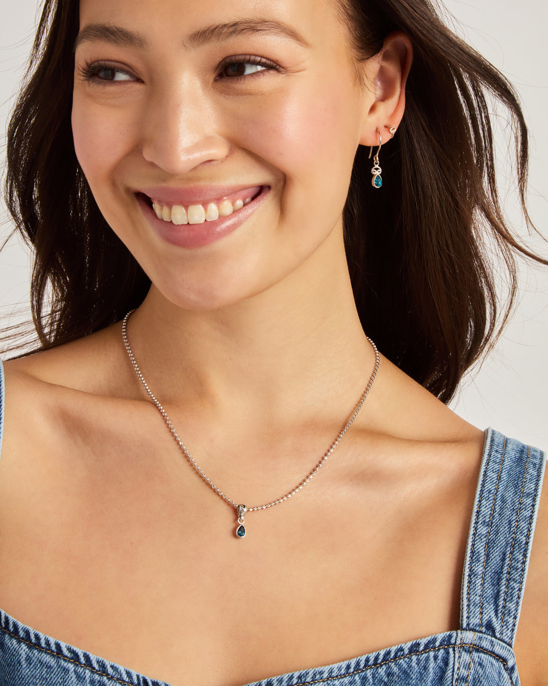 Teardrop Stone Charm - London Blue Topaz
