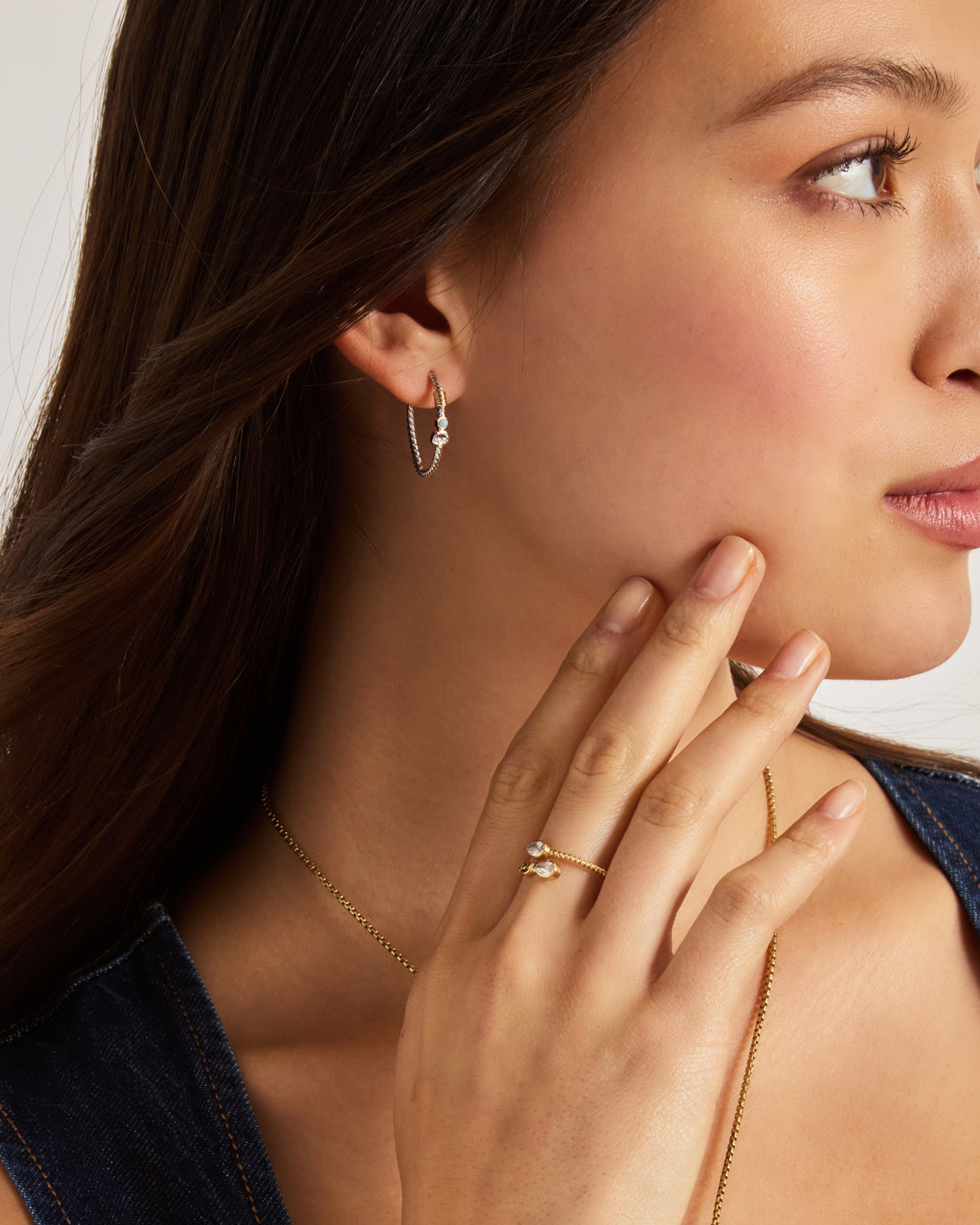 Twisted Hoops with Stone - Larimar