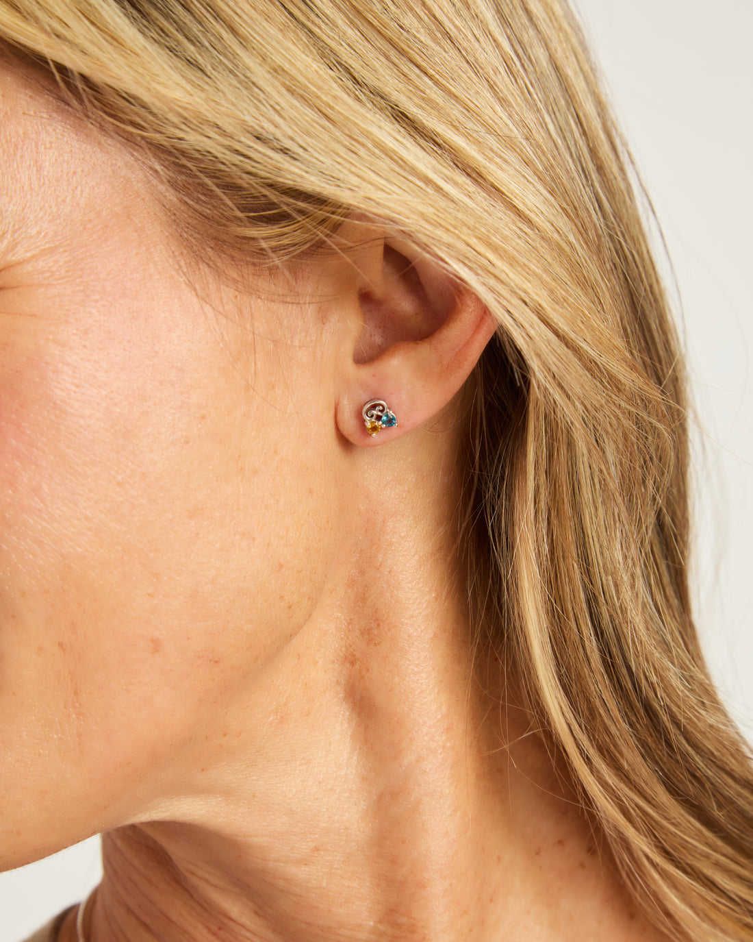 Petroglyph & Double Stone Studs - Citrine/London Blue Topaz