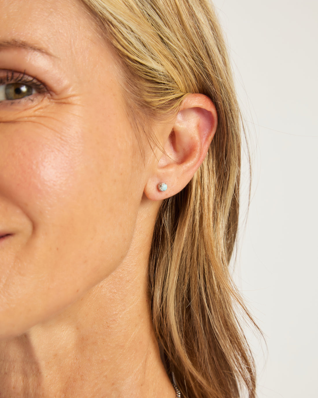 Mini Princess Petroglyph Stud Earrings - Larimar