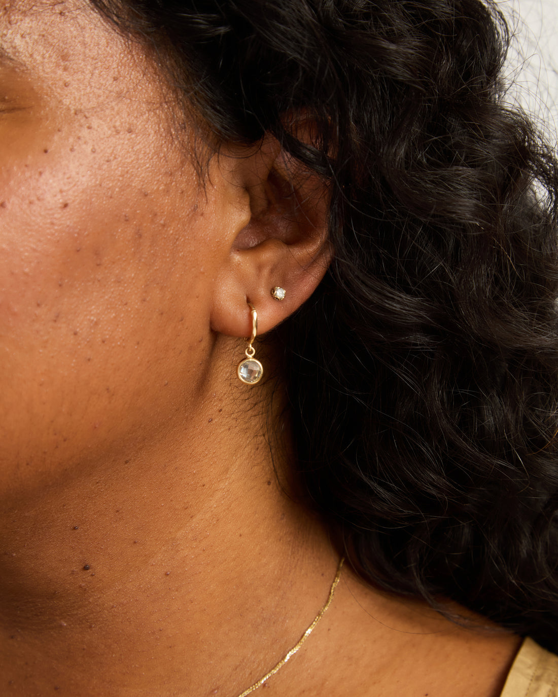 14K Gold Mini Princess Petroglyph Studs  - Diamond