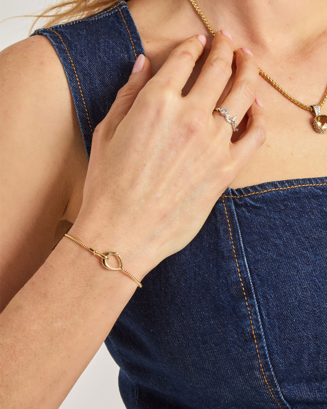 14K Gold Twisted Golden Hour Hook Bracelet