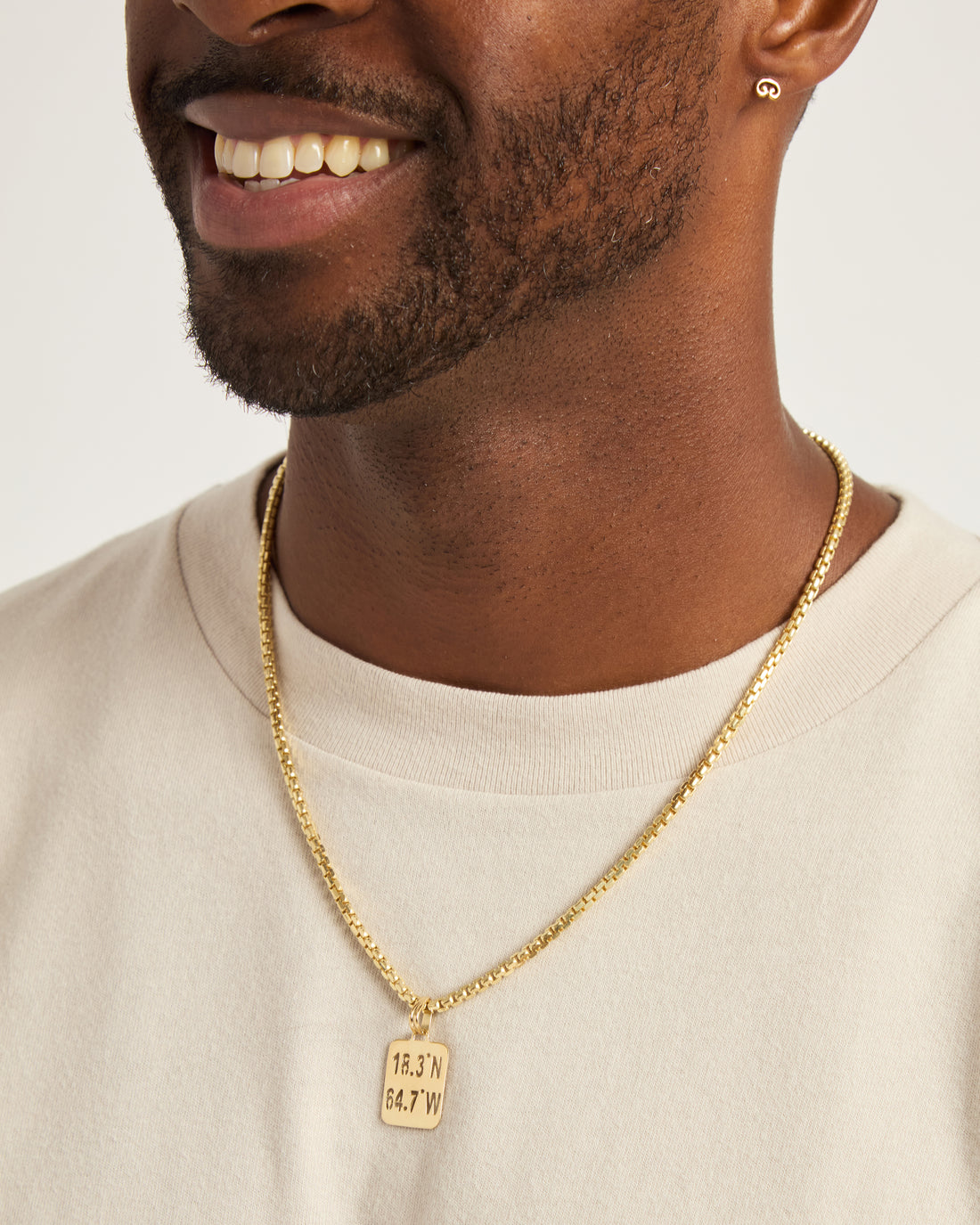 14K Gold St. John Coordinates Cutout Pendant