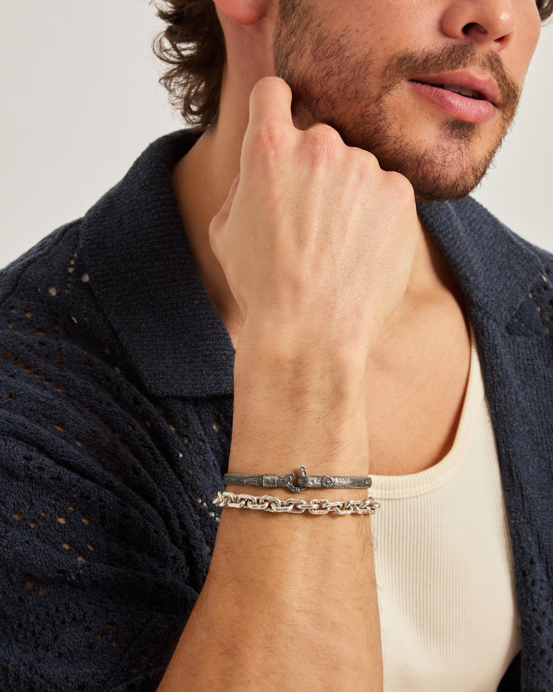 Reef Texture Anchor Link Bracelet