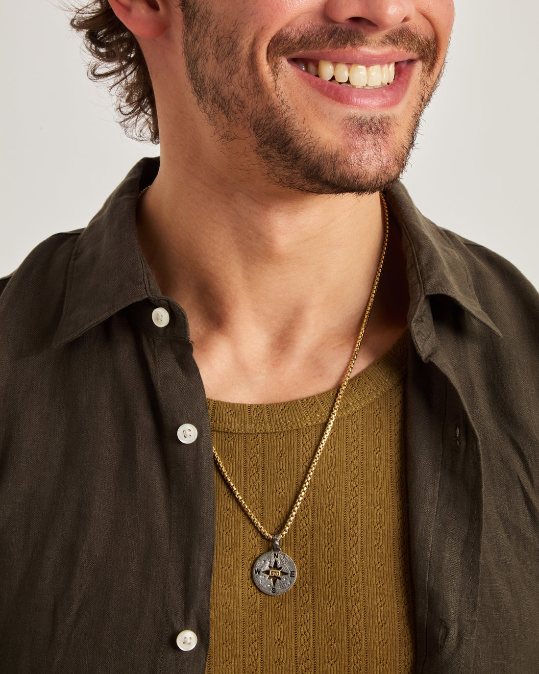 Petroglyph Compass Pendant with Marine Texture