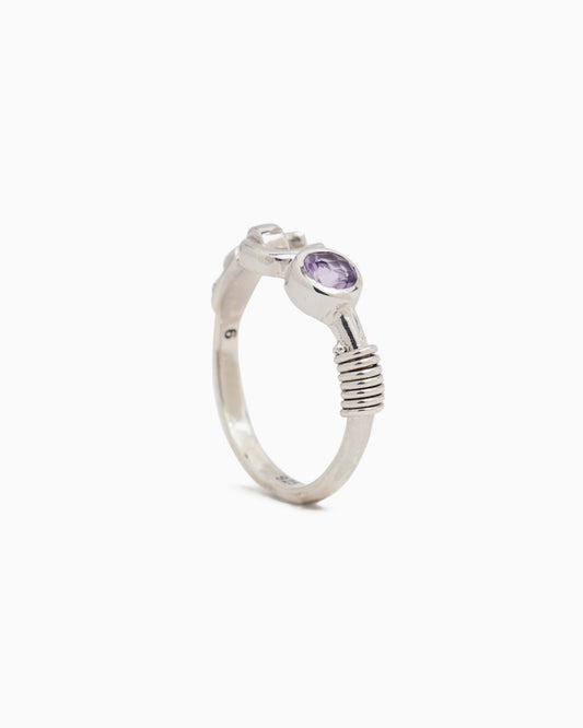 Hook Ring with Stone - Amethyst