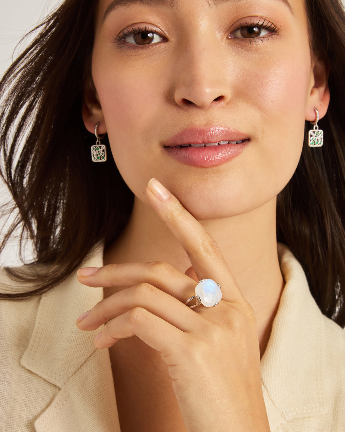 Intertwined Band Ring with Stone - Moonstone