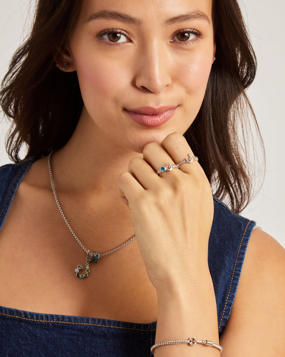 St. John Hook Ring with Stone - Blue Zircon
