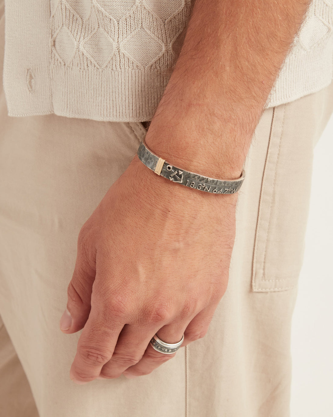 Pirate Texture Anchor & St. John Coordinates Cuff, 10mm - Anchor