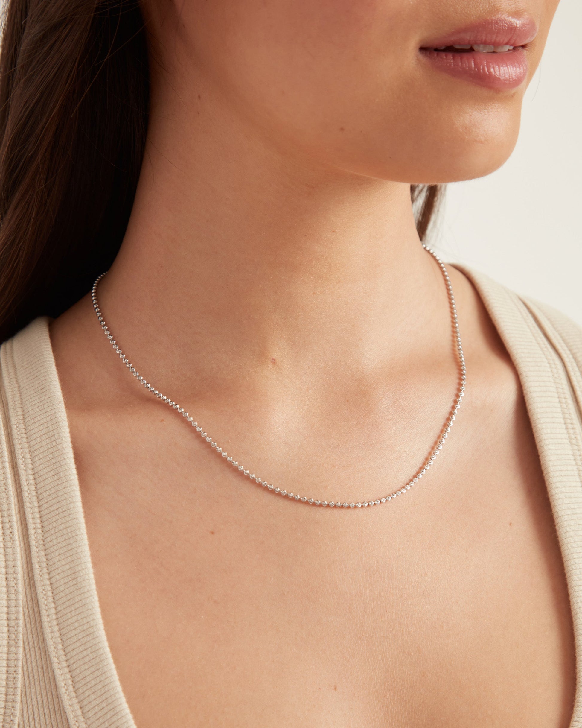 Sterling Silver Glimmer Bead Chain