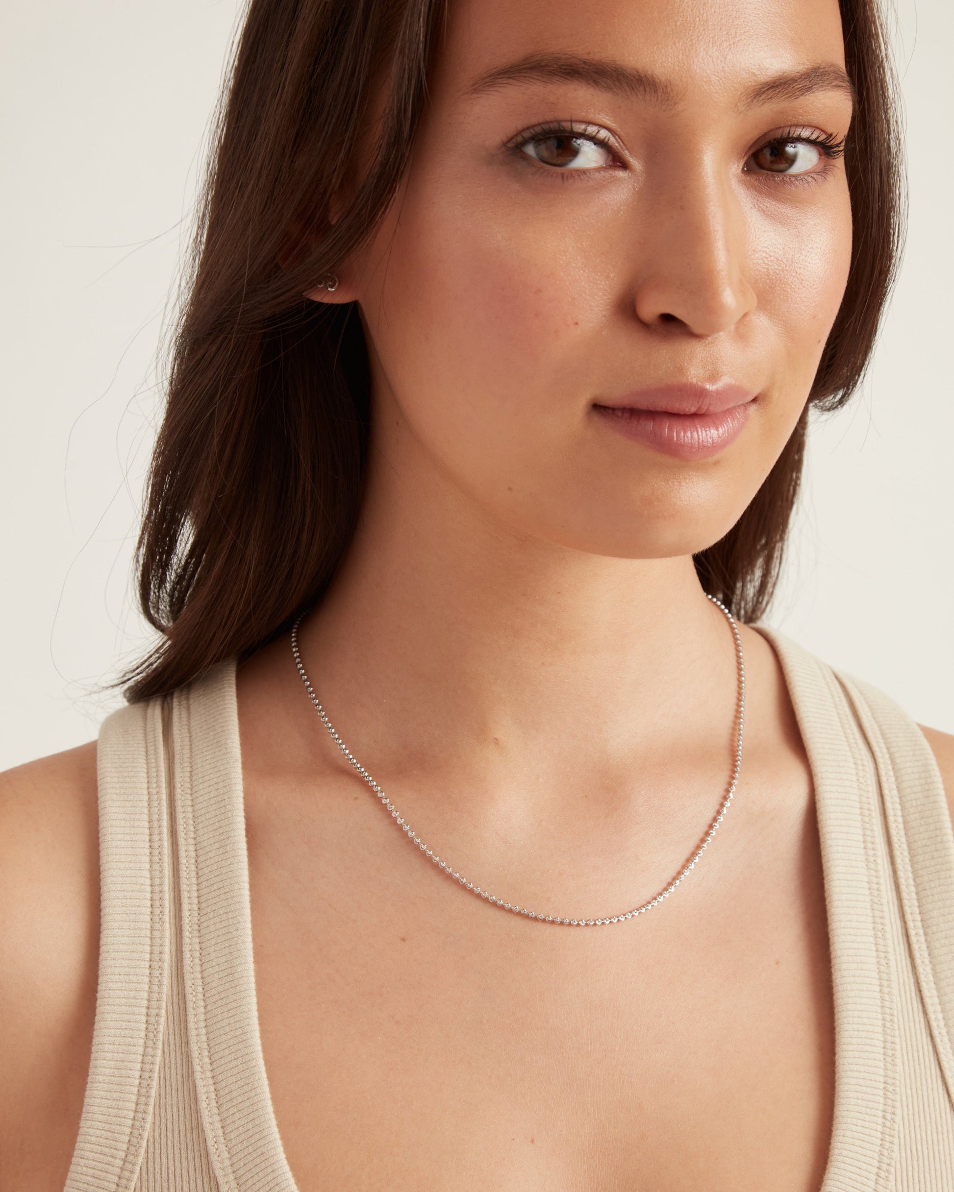 Sterling Silver Glimmer Bead Chain