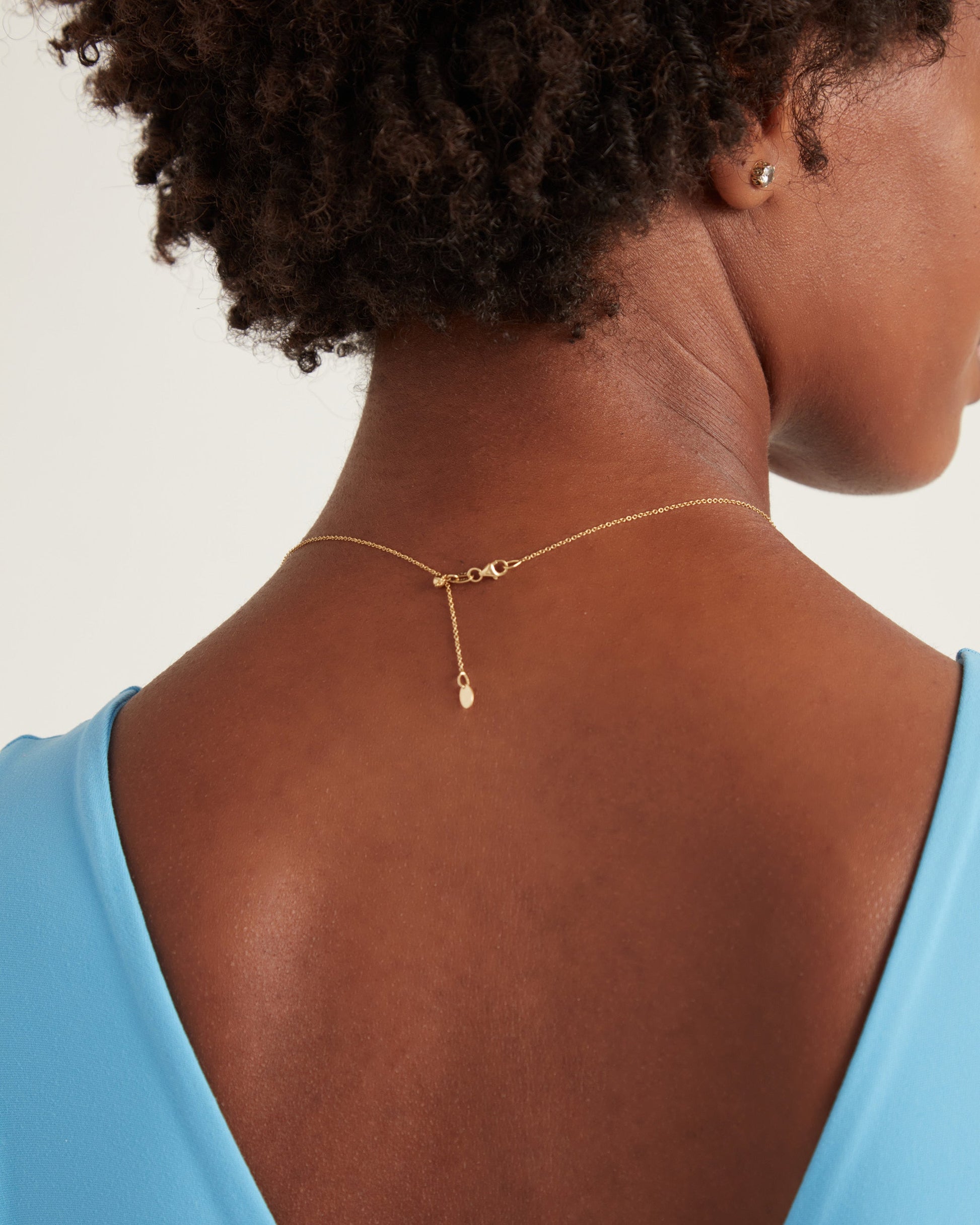 14K Solid Gold Adjustable Round Cable Chain On Model