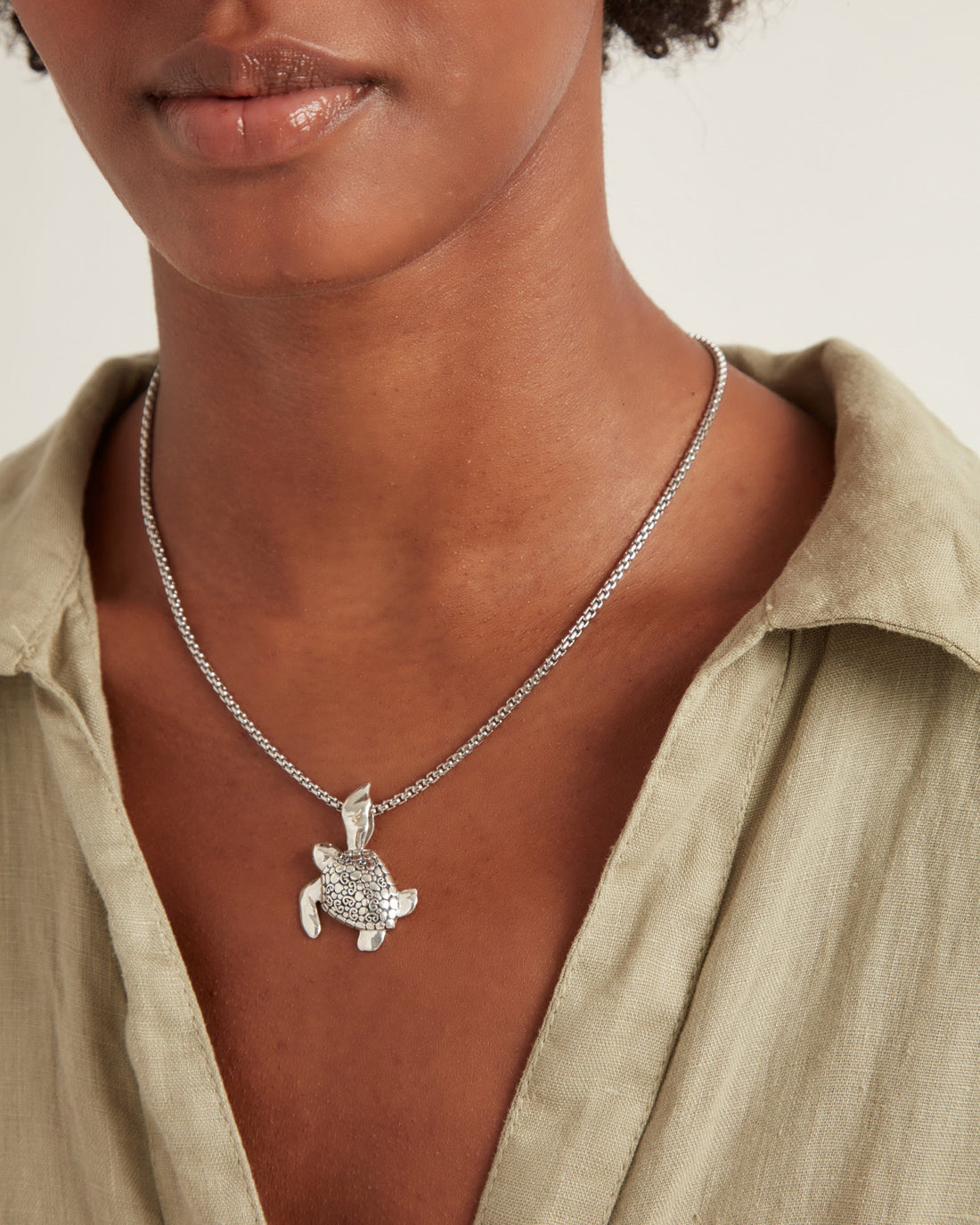 Sea Turtle Pendant with Petroglyph Texture Shell