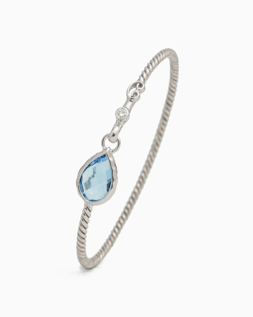 Twisted Hook Bracelet with Dewdrop Stone - Hampton Blue Topaz/Diamond