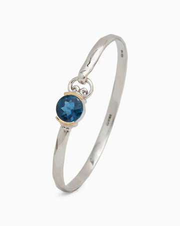 Gemstone & Petroglyph Bangle - London Blue Topaz