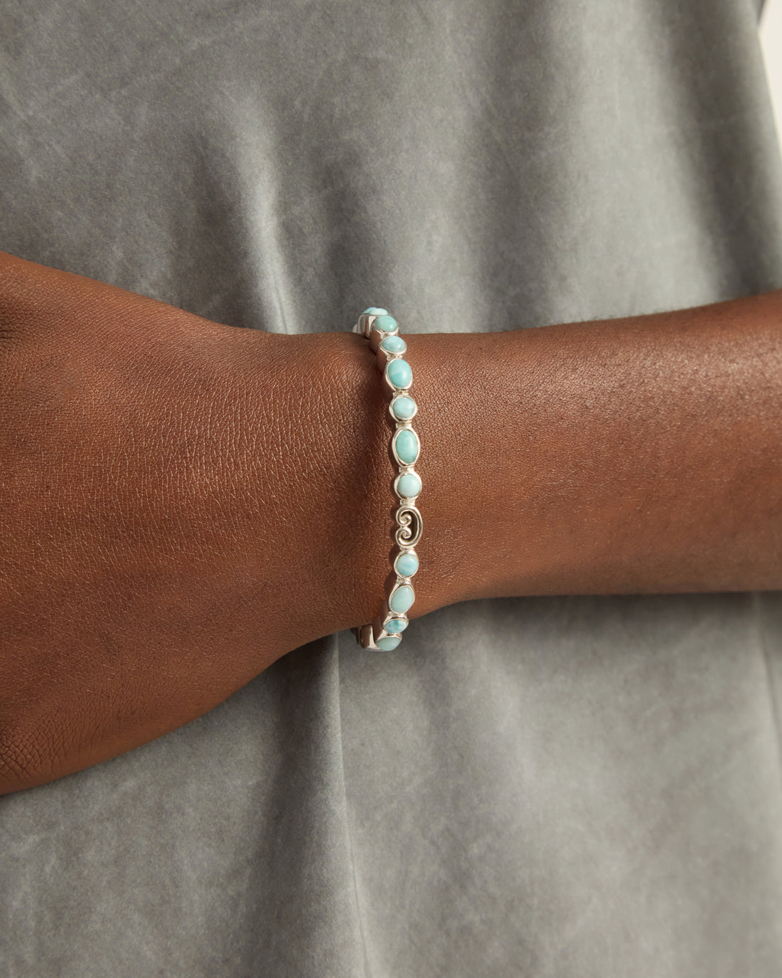 Larimar Hinged Cuff Bracelet - Larimar