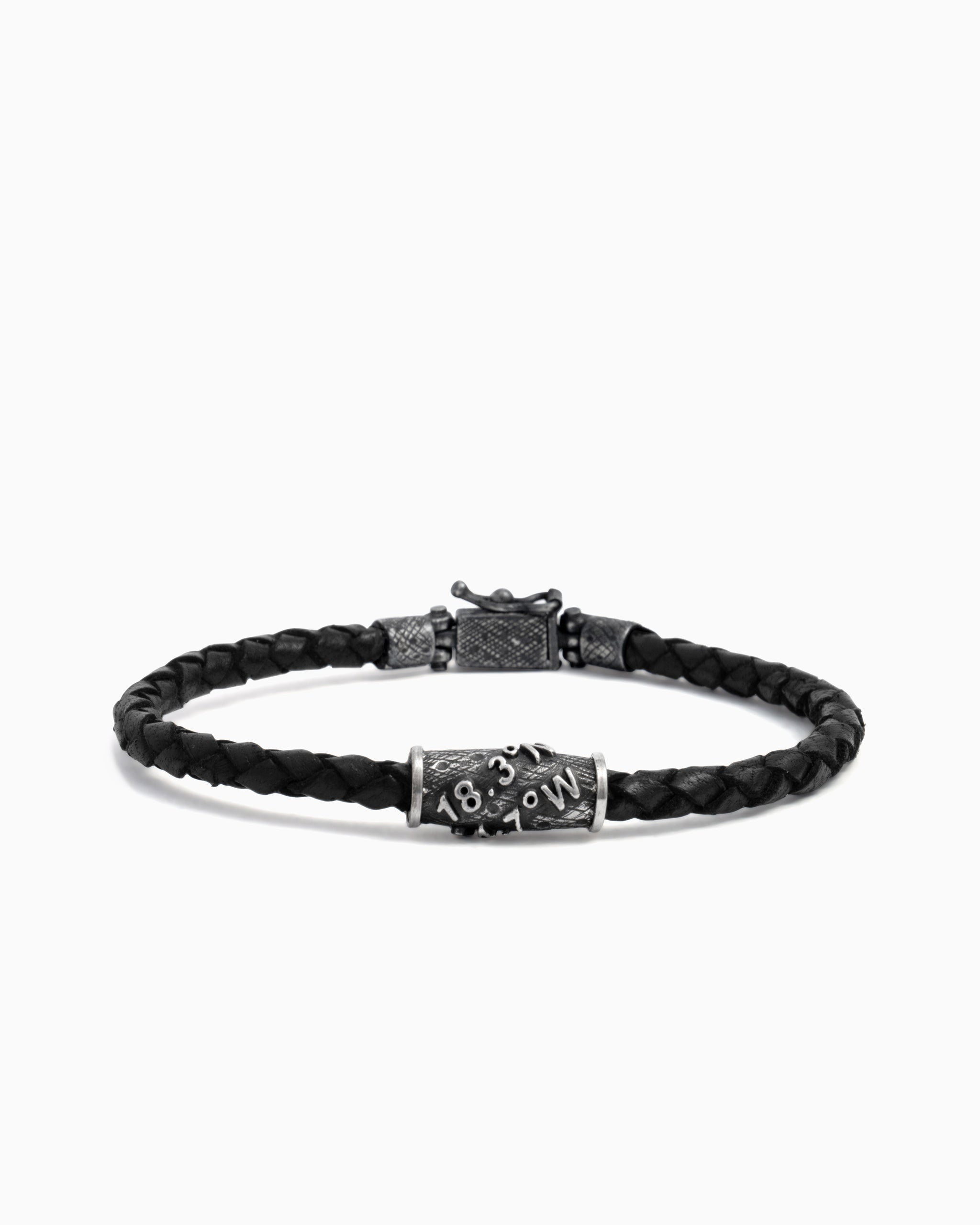 Braided Leather Coordinates Bracelet - Black Leather