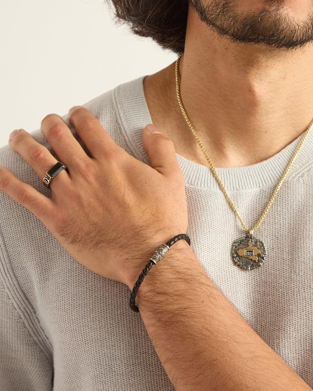 Braided Leather Coordinates Bracelet - Black Leather