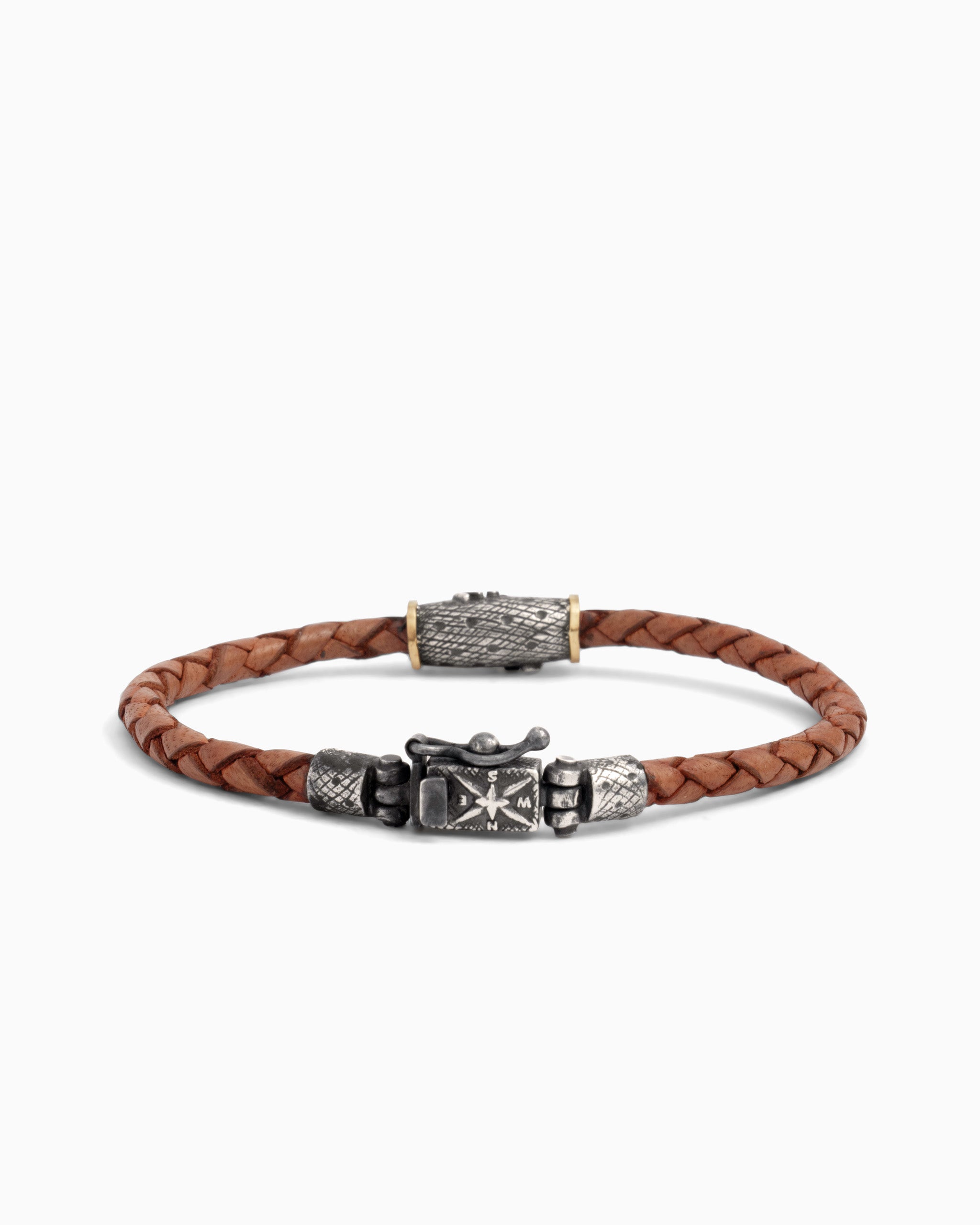 Braided Leather Coordinates Bracelet - Brown Leather - Vibe Jewelry