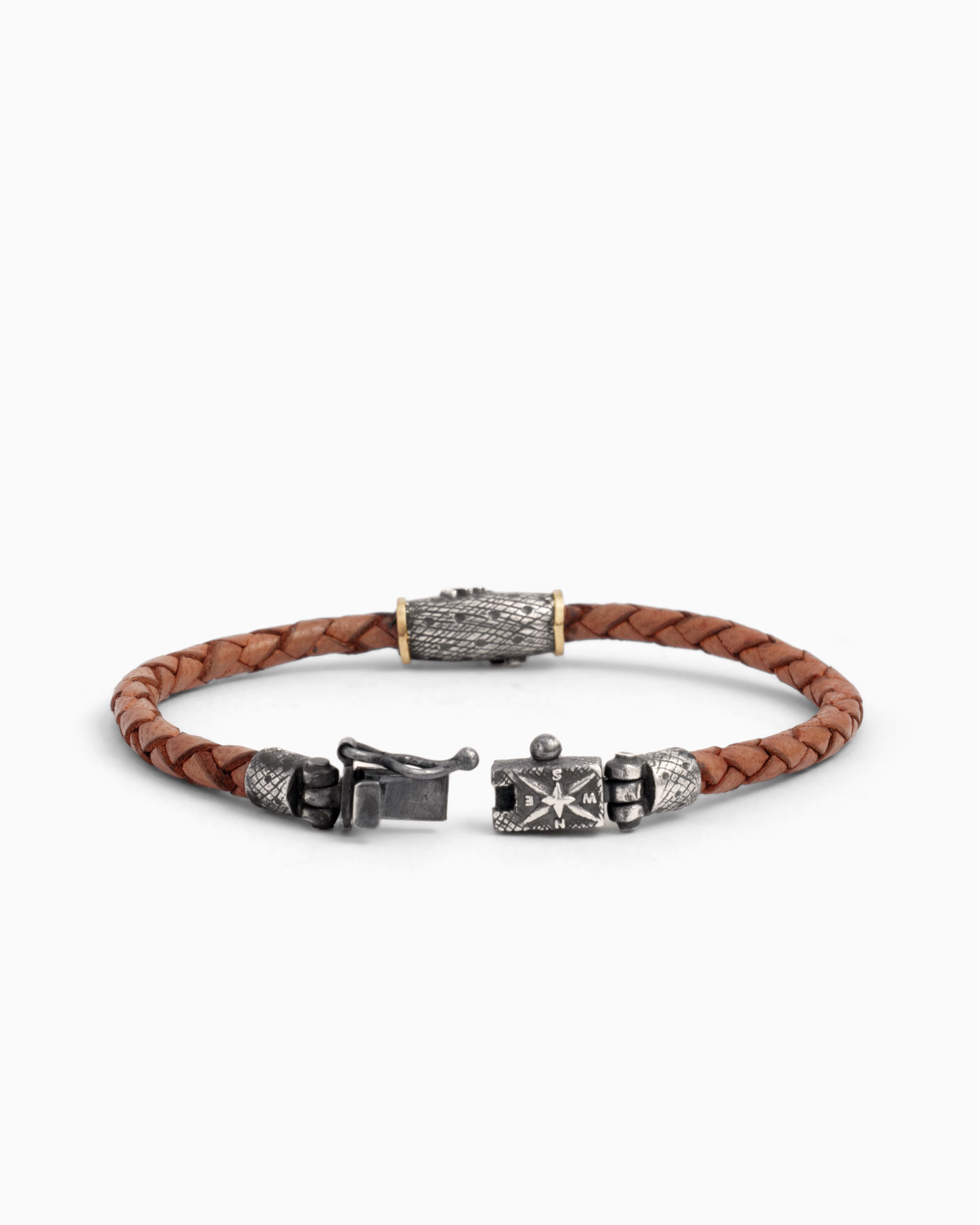Braided Leather Coordinates Bracelet - Brown Leather