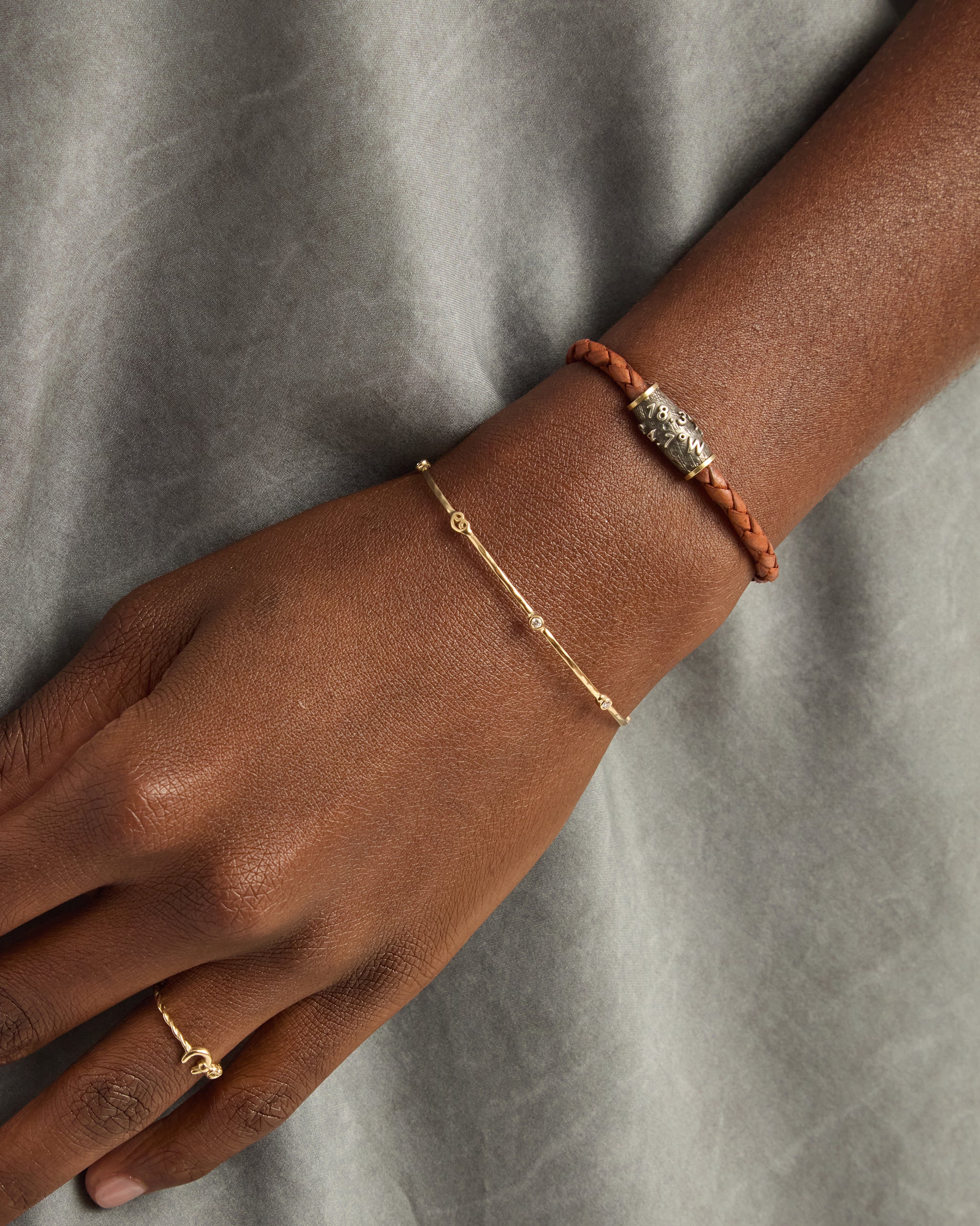 Braided Leather Coordinates Bracelet - Brown Leather