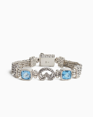 Textured Reef Bay Link Bracelet with Stones & Petroglyph - Hampton Blue Topaz