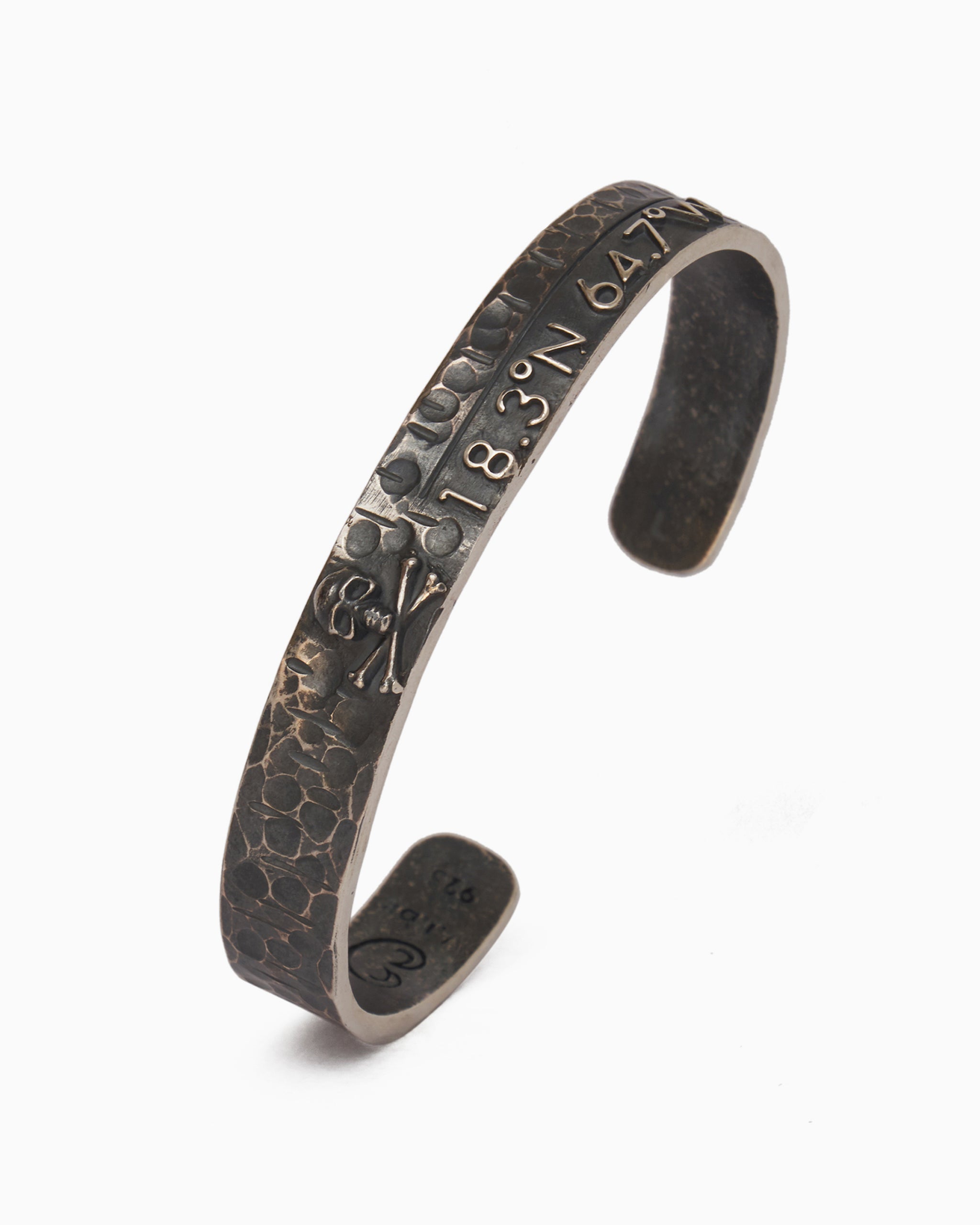 Pirate Texture Hook Bracelet with St. John Coordinates, 10mm - Vibe Jewelry