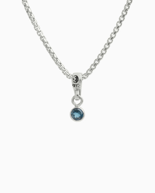 Round Stone Charm - London Blue Topaz