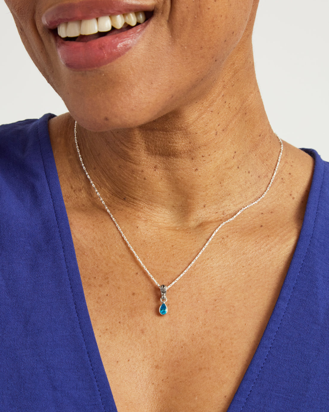 Teardrop Stone Charm - Blue Zircon