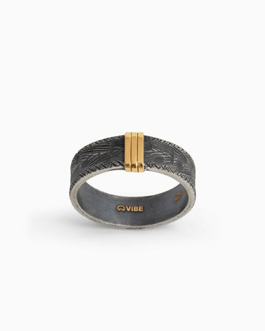 Marine Texture Ring with Gold Wraps
