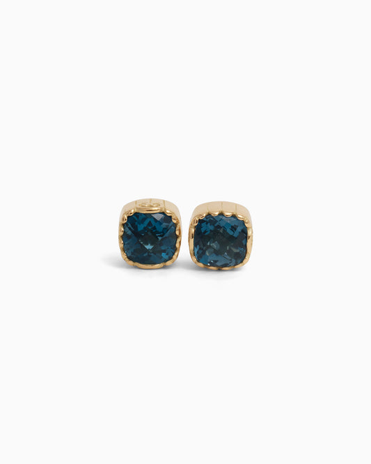 Ocean Stone Studs - London Blue Topaz