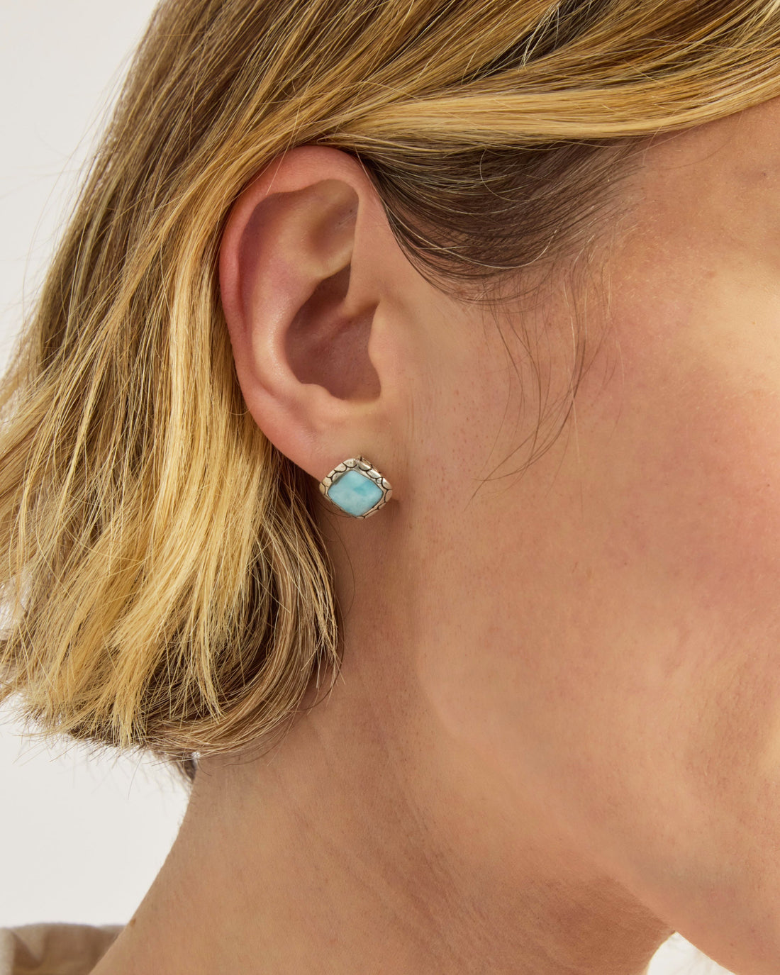 Turtle Detailed Studs - Larimar