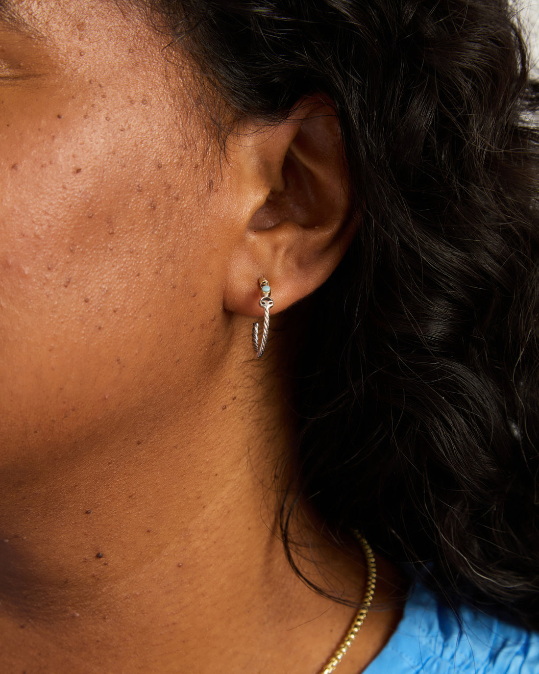 Twisted Hoops with Stone - Larimar