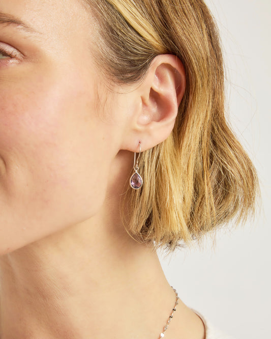 Dewdrop Stone Earrings - Amethyst