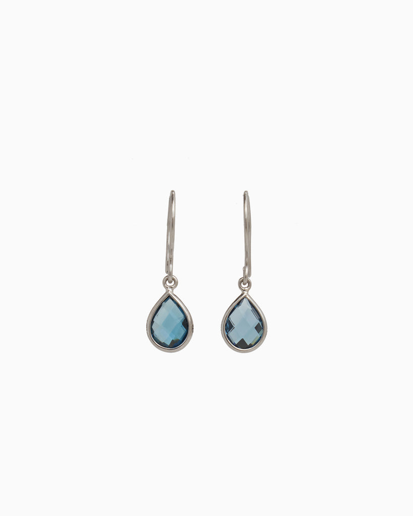 Dewdrop Stone Earrings - London Blue Topaz