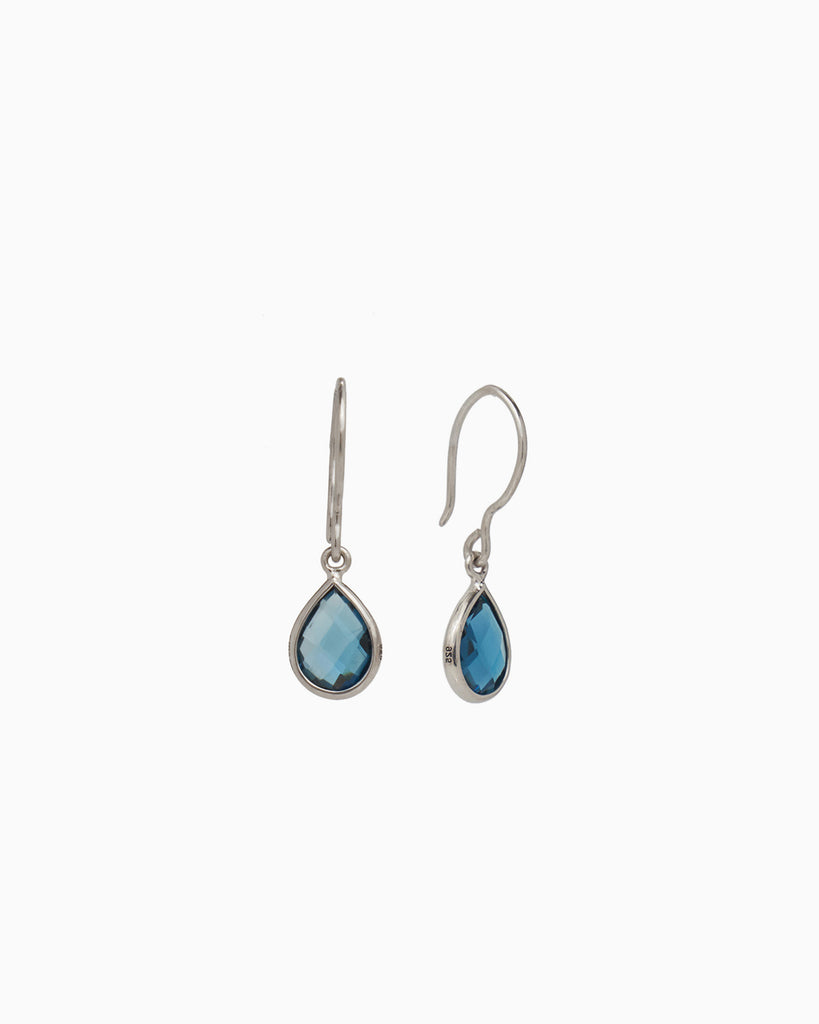 Dewdrop Stone Earrings - London Blue Topaz