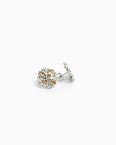 Stone & Petroglyph Flower Studs - Citrine