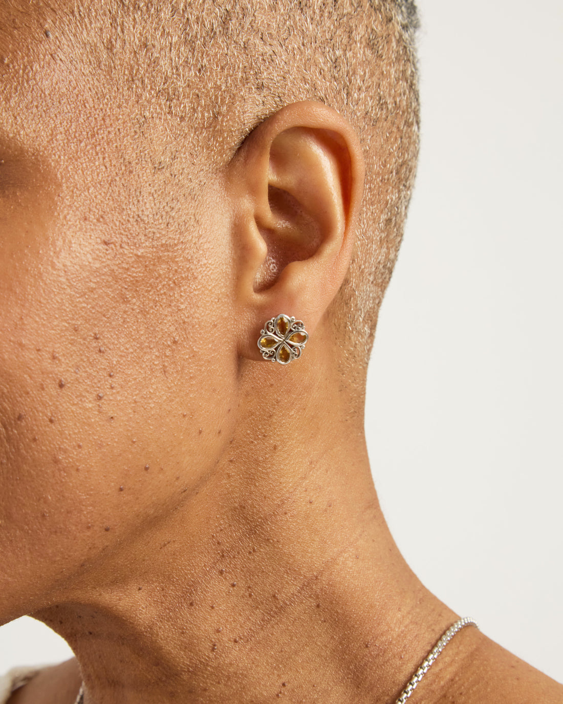 Stone & Petroglyph Flower Studs - Citrine