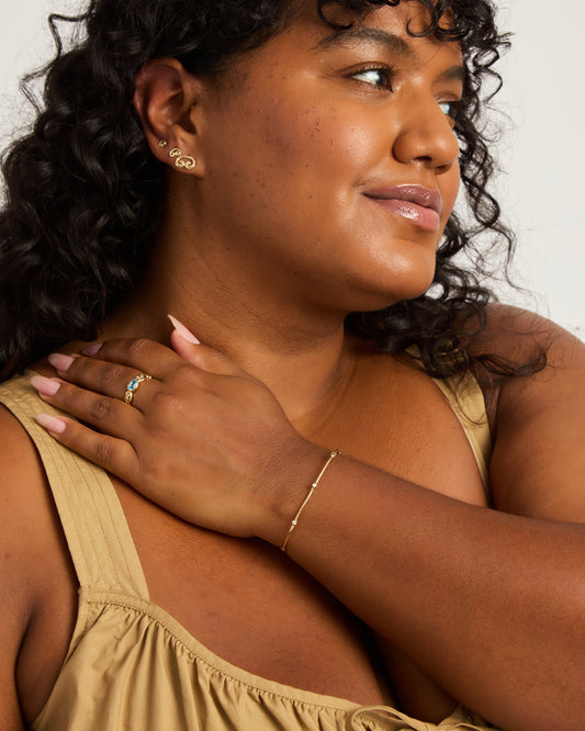 Dainty Diamond & Petroglyph Hook Bracelet