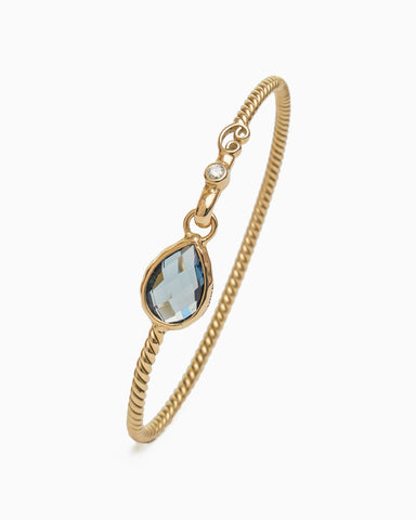 Twisted Hook Bracelet with Dewdrop Stone - London Blue Topaz