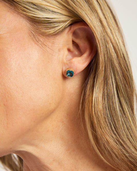 Ocean Stone Studs - London Blue Topaz