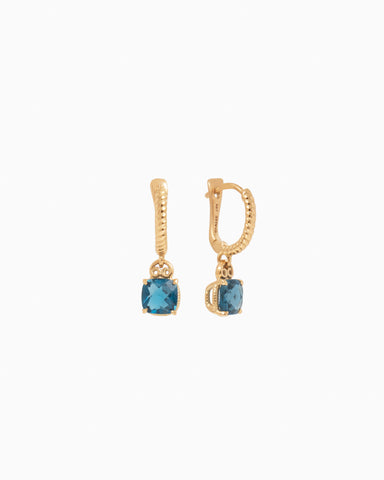 Gemstone Drop Huggie -  London Blue Topaz