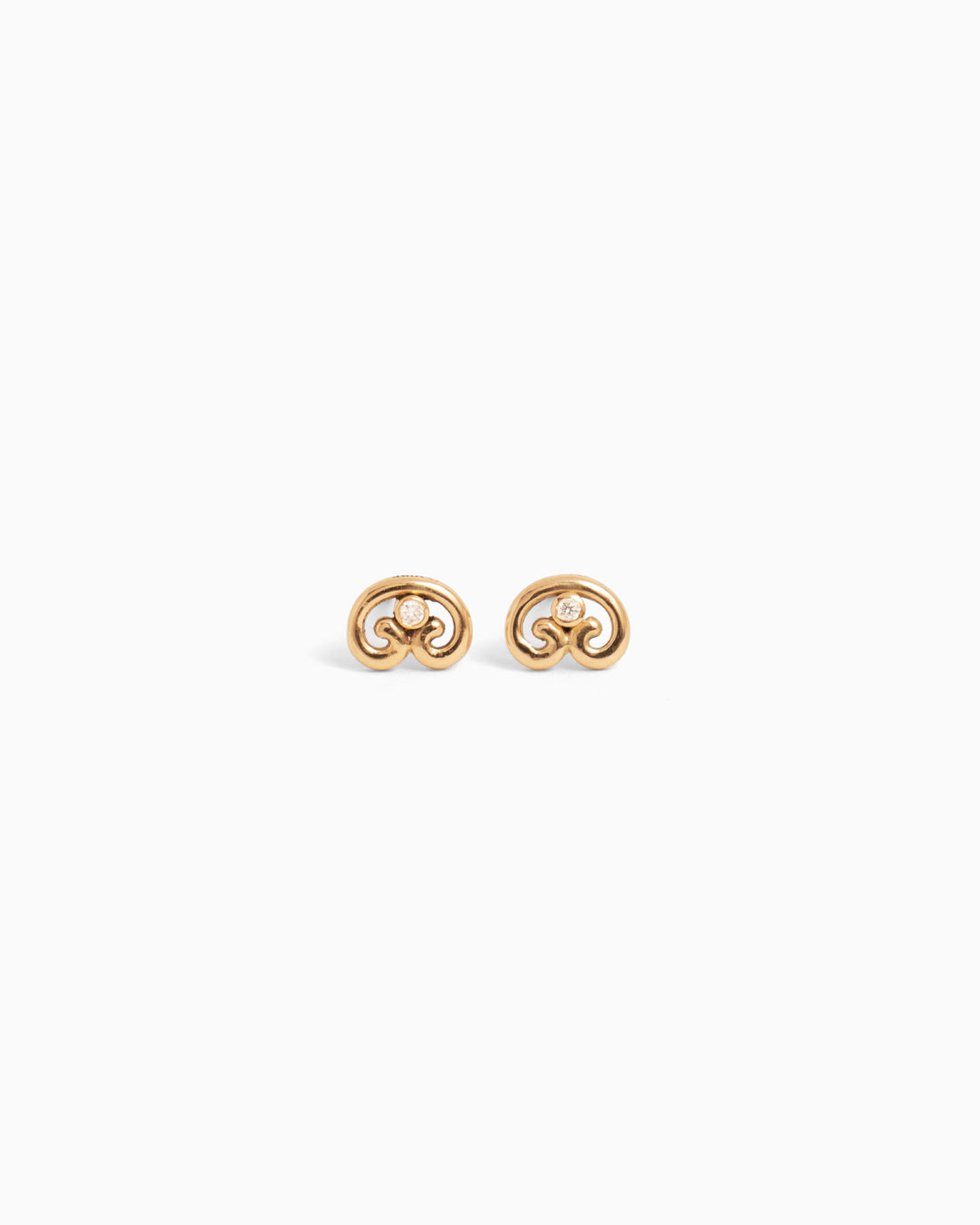 14K Gold Petroglyph Studs with Stone - Diamond