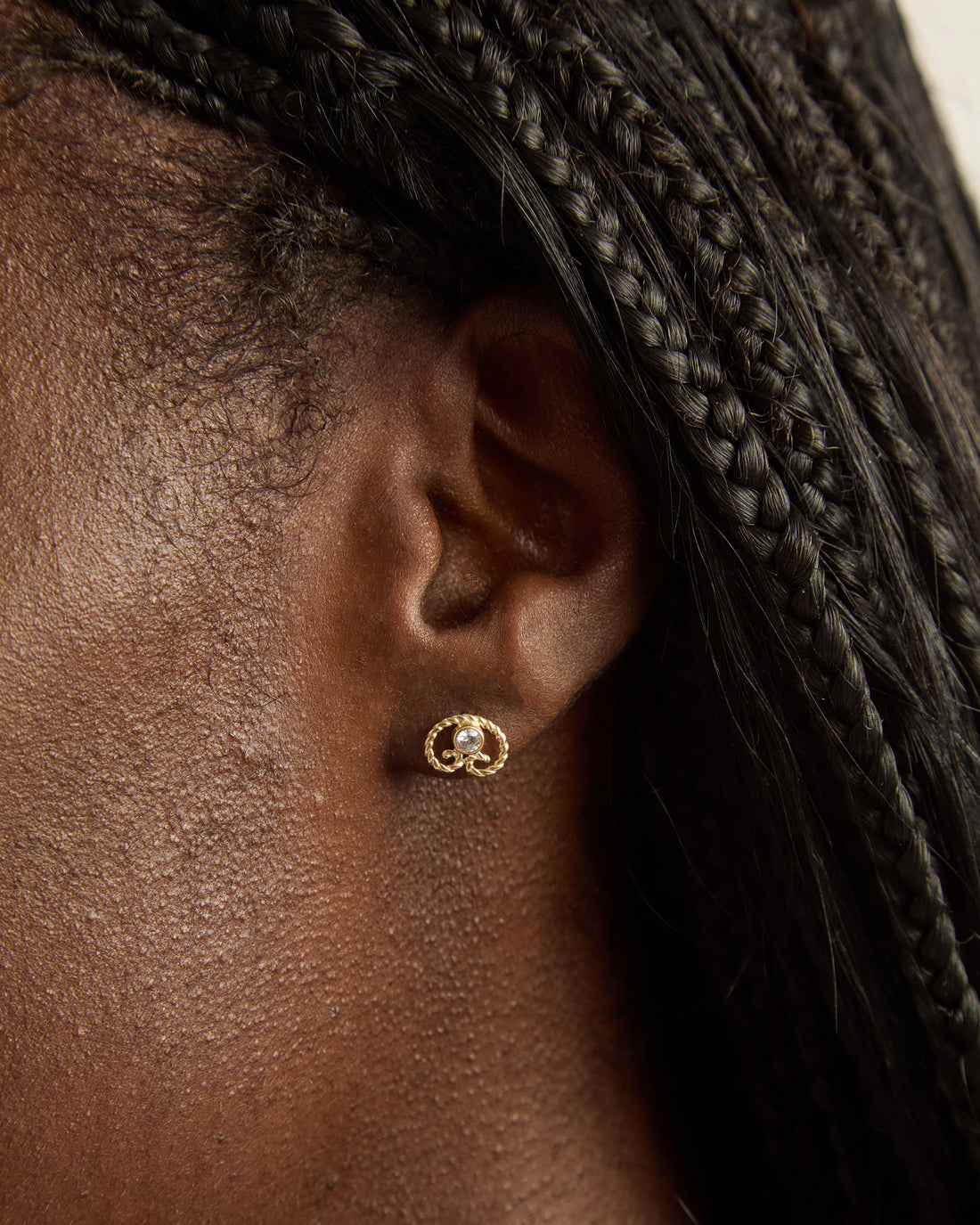 Twisted Petroglyph Studs with Stone - White Zircon