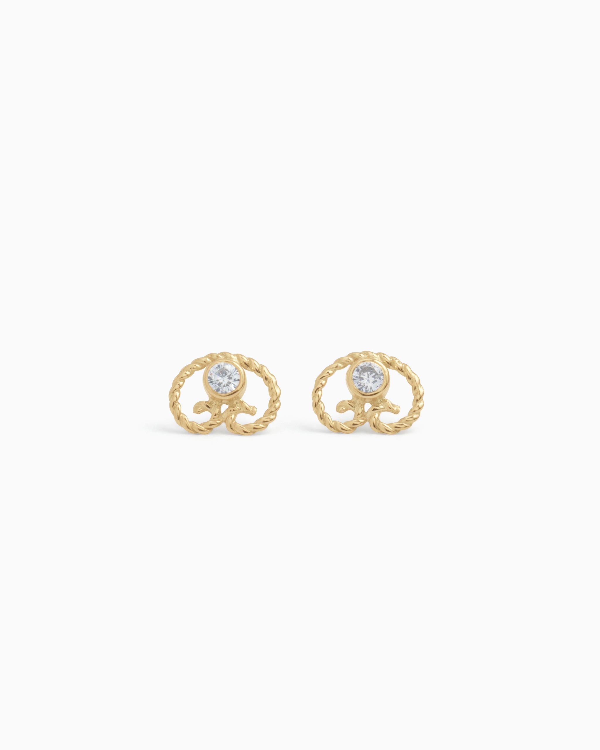 Twisted Petroglyph Studs with Stone - White Zircon
