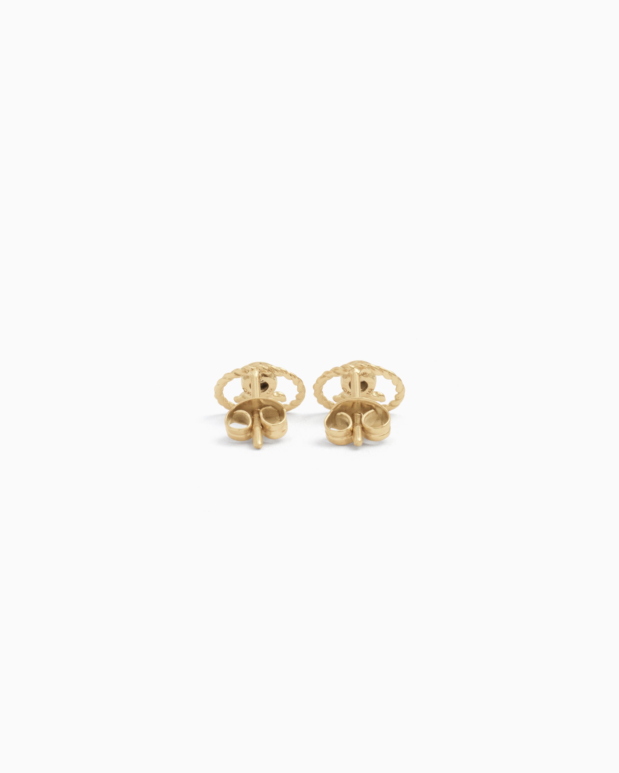 Twisted Petroglyph Studs with Stone - White Zircon