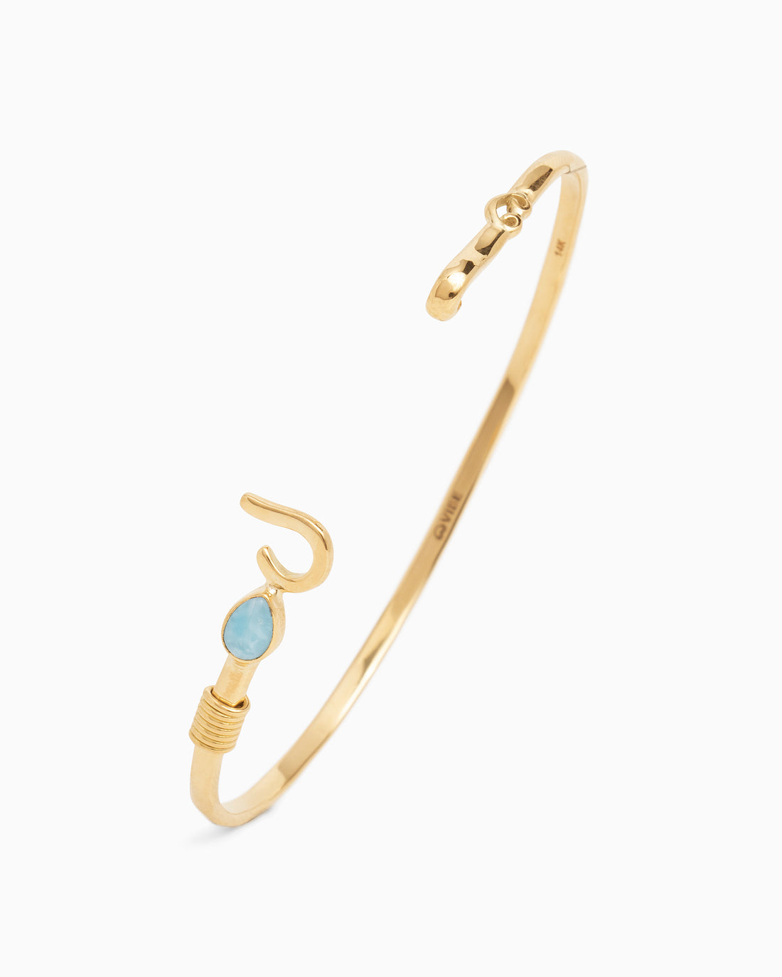 St. John Hook Bracelet with Pear Shaped Stone - Larimar