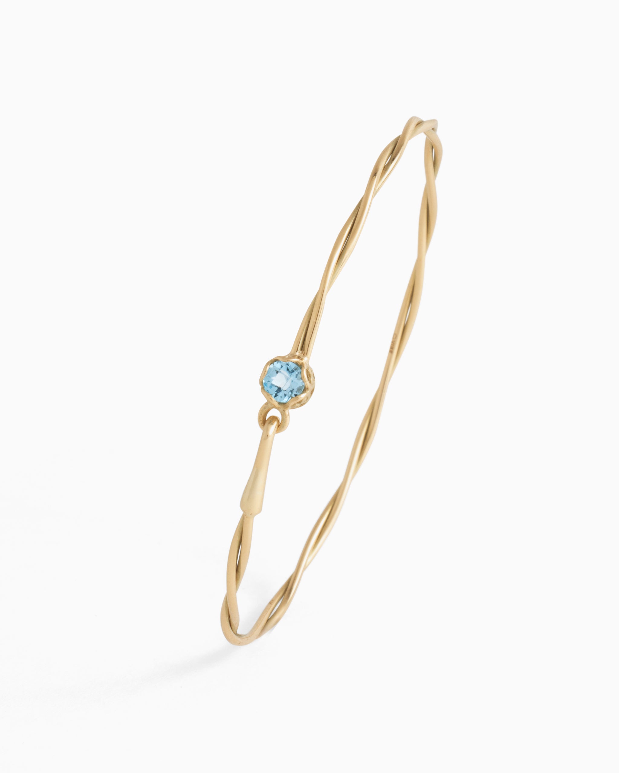 14K Gold Twisted Princess Hook Bracelet with Stone - Hampton Blue Topaz