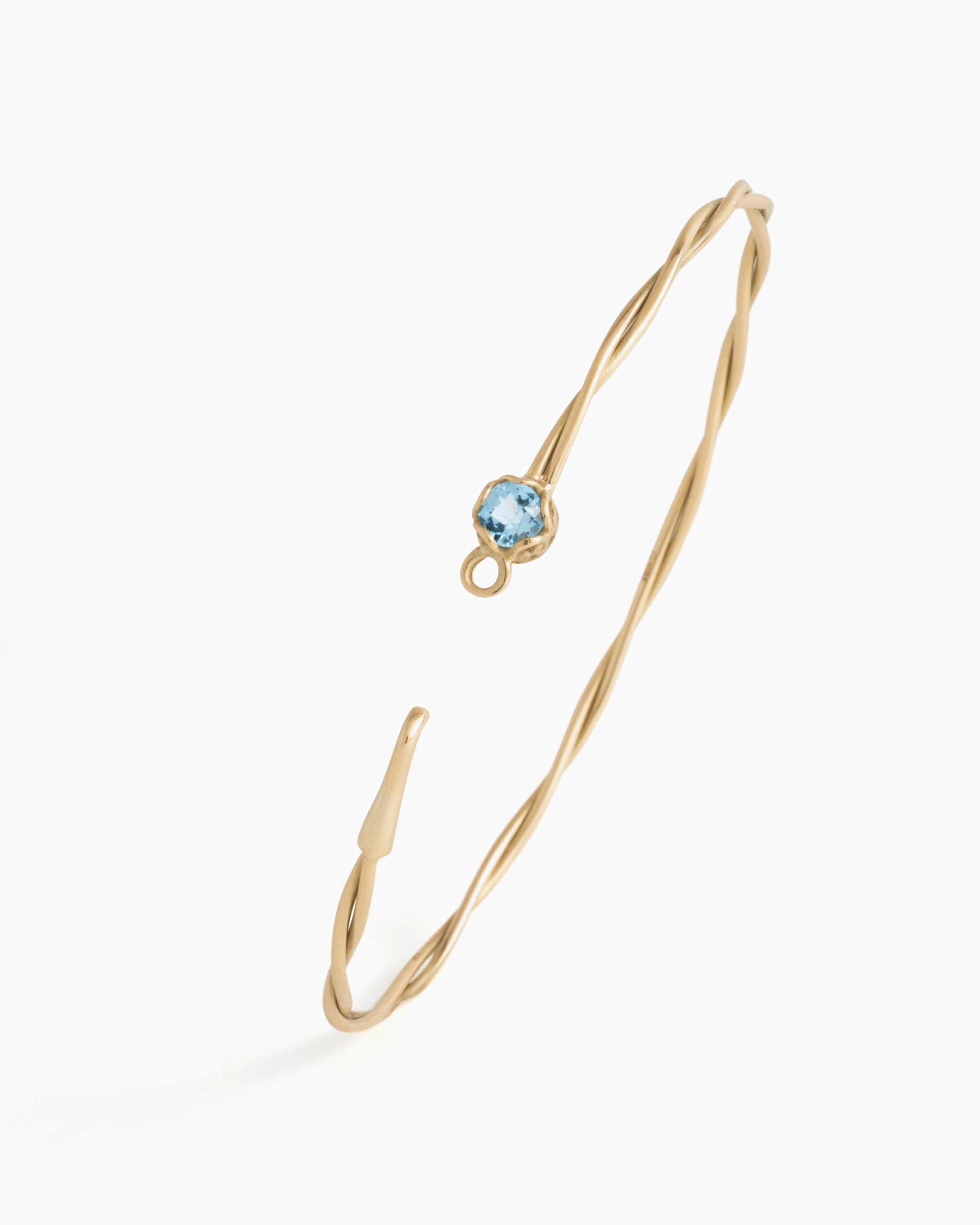14K Gold Twisted Princess Hook Bracelet with Stone - Hampton Blue Topaz